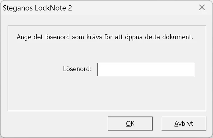 Lösenordsfråga i Steganos LockNote 2