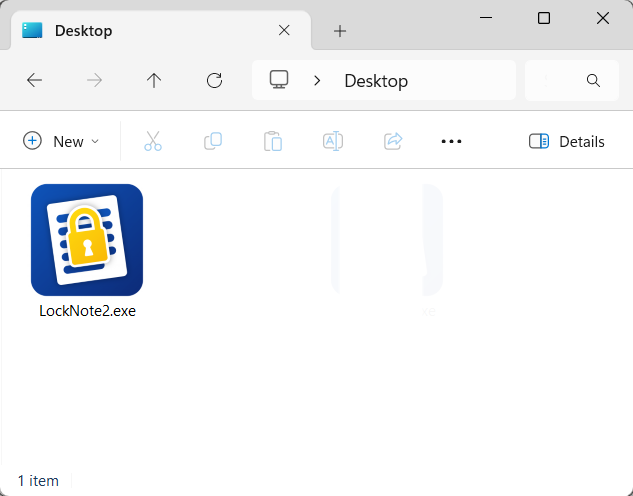 Die LockNote als einzelne Programmdatei auf dem Desktop